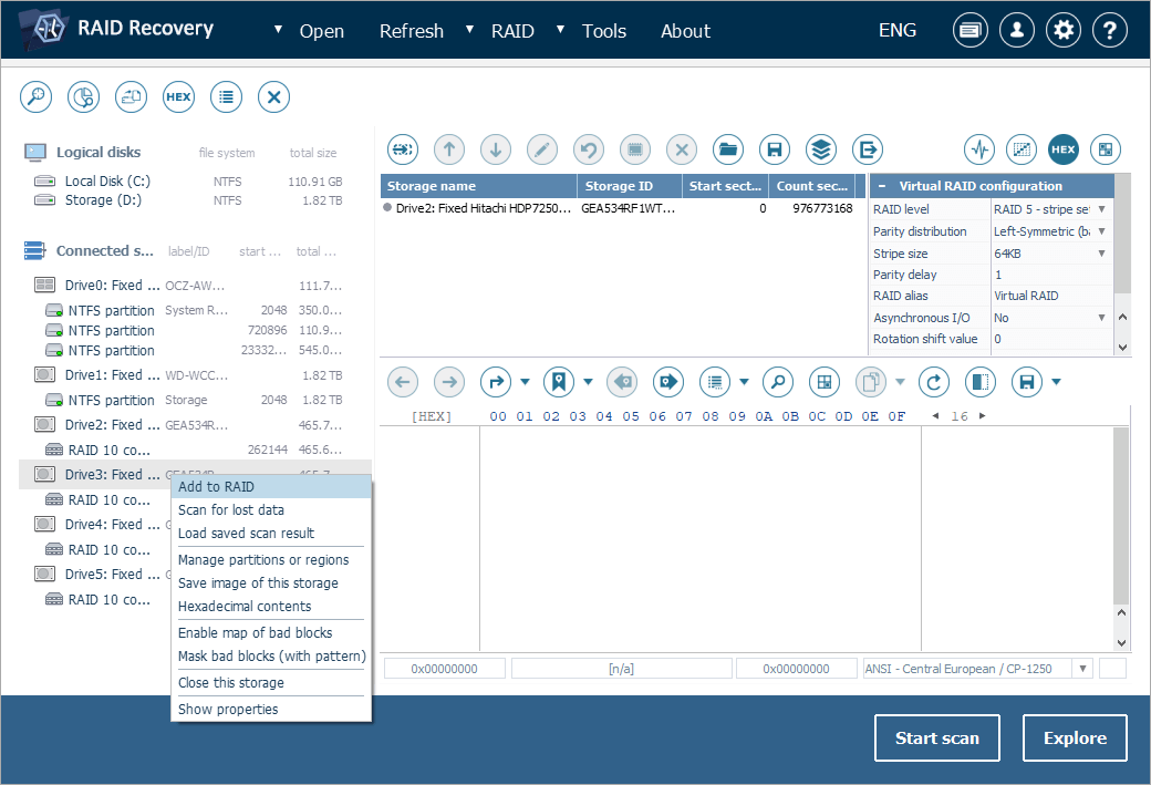 agregar unidades a raid builder en programa ufs explorer raid recovery