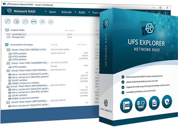 UFS Explorer Network RAID software interface