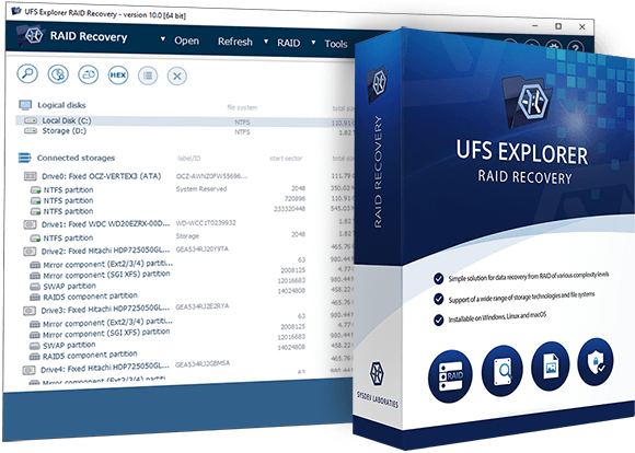 UFS Explorer RAID Recovery software interface