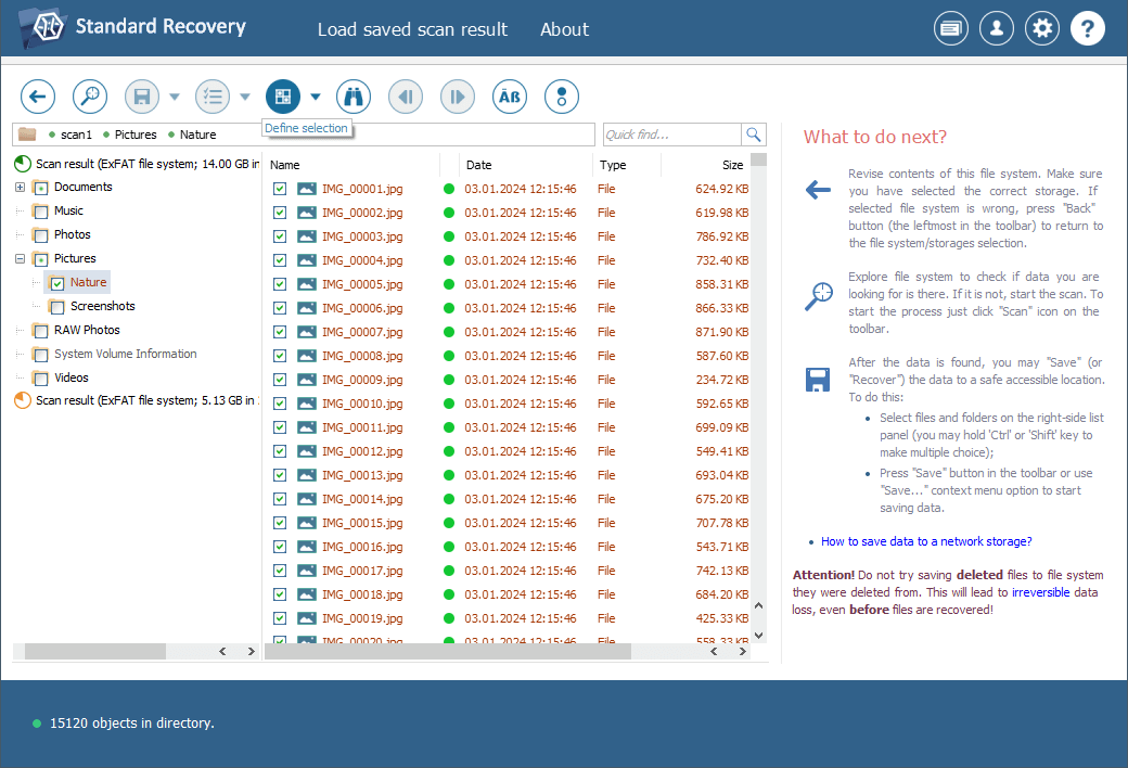 Captura de pantalla UFS Explorer Standard Recovery