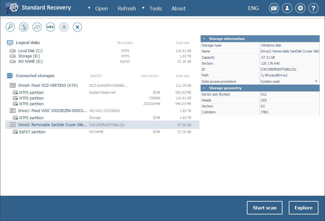 Captura de pantalla UFS Explorer Standard Recovery